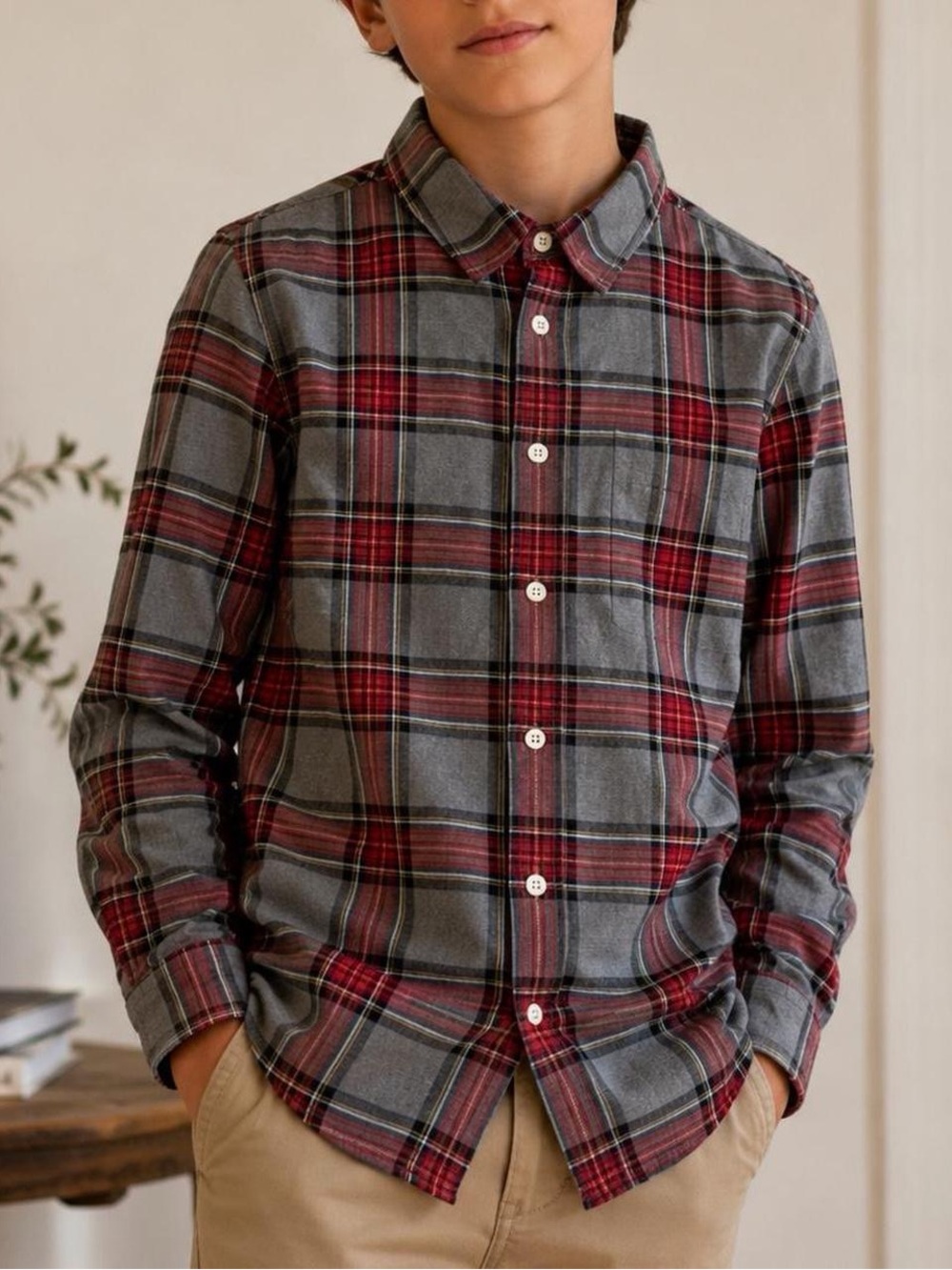 J.Crew Boys Plaid Flannel Button-Down Shirt - Size 4